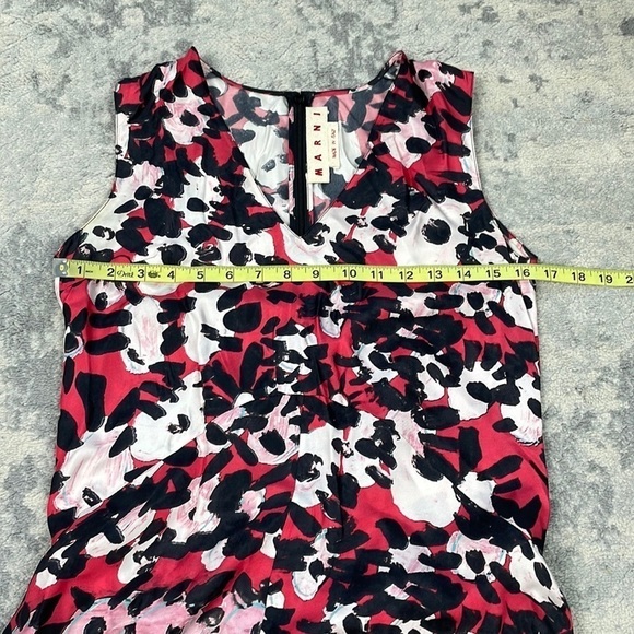 Marni Stampe Bright Pink Silk Dress in Raspberry Watercolor Floral Sz 38 - Picture 6 of 15